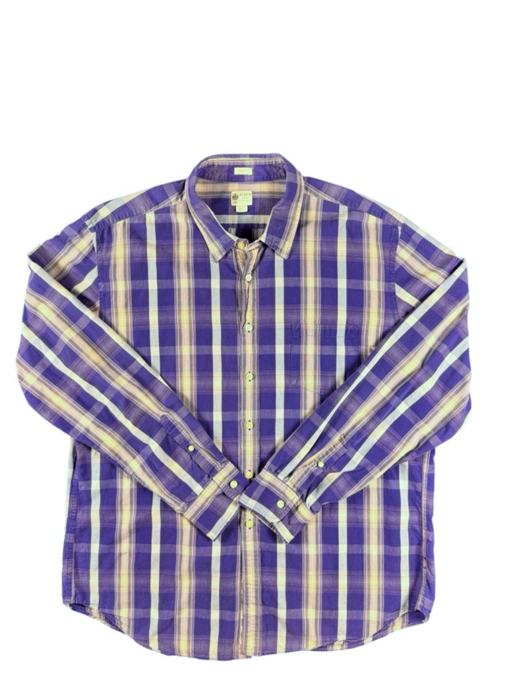 J.Crew Tailored Fit XXL Blue Plaid Button Down Shirt Cotton Casual